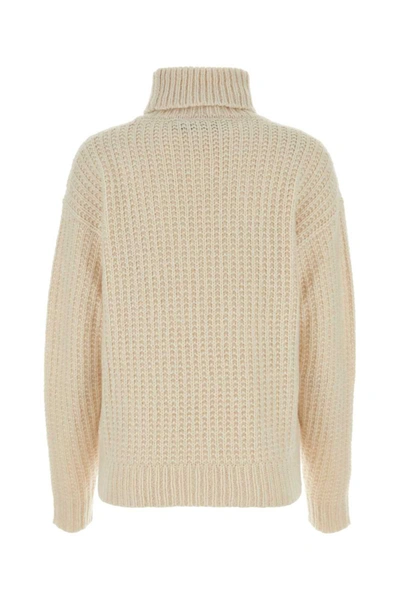 Gucci Turtleneck Cropped Ribbed Knit Sweater In Beige O Tan