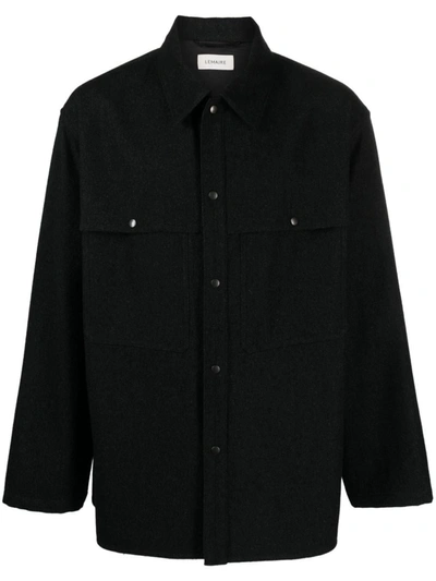 Shop Lemaire Storm Flap Overshirt In Gray