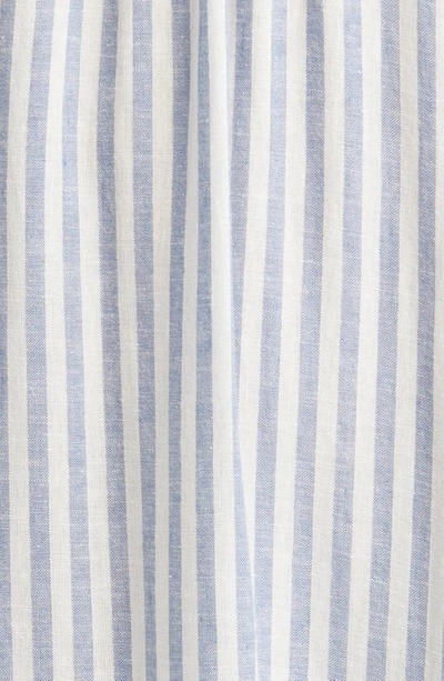 Caslon Stripe Ruffle Linen Blend Dress In Blue- Ivory Brianne Stripe