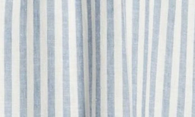 Caslon Stripe Ruffle Linen Blend Dress In Blue- Ivory Brianne Stripe