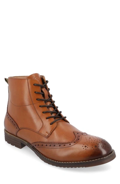 Thomas & Vine Edison Wingtop Ankle Boot In Cognac