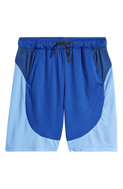 Shop Zella Kids' Breakout Mesh Shorts In Blue Mazarine