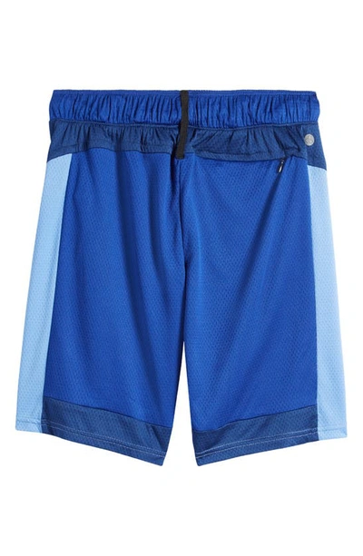 Shop Zella Kids' Breakout Mesh Shorts In Blue Mazarine
