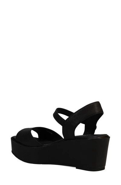 Eileen Fisher Mime Nubuck Ankle-strap Wedge Sandals In Black
