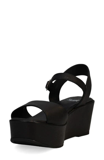 Eileen Fisher Mime Nubuck Ankle-strap Wedge Sandals In Black