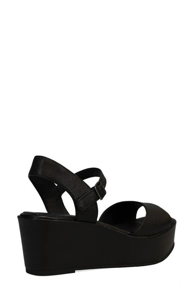 Eileen Fisher Mime Nubuck Ankle-strap Wedge Sandals In Black