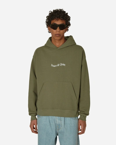 Shop Museum Of Peace And Quiet Wordmark Hoodie Olive In Green
