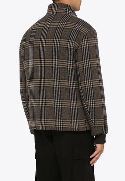 Shop Etro Checked Wool Blend Padded Jacket In Multicolor