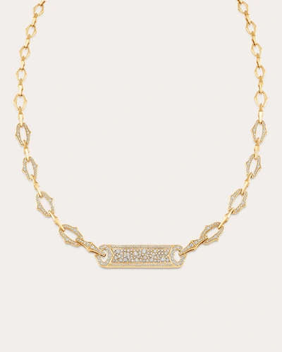 Shop Sara Weinstock Women's Lucia Pavé Rim Bar Tag Necklace In Gold