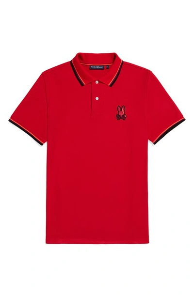 Shop Psycho Bunny Apple Valley Tipped Piqué Polo In Brilliant Red