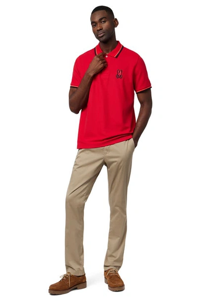 Shop Psycho Bunny Apple Valley Tipped Piqué Polo In Brilliant Red