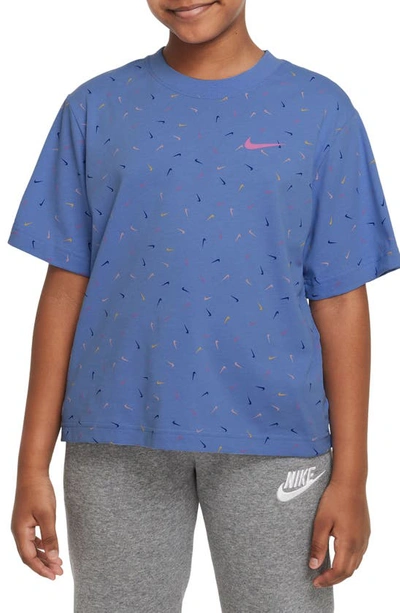 Shop Nike Kids' Sportswear Swoosh Print Cotton T-shirt In Polar