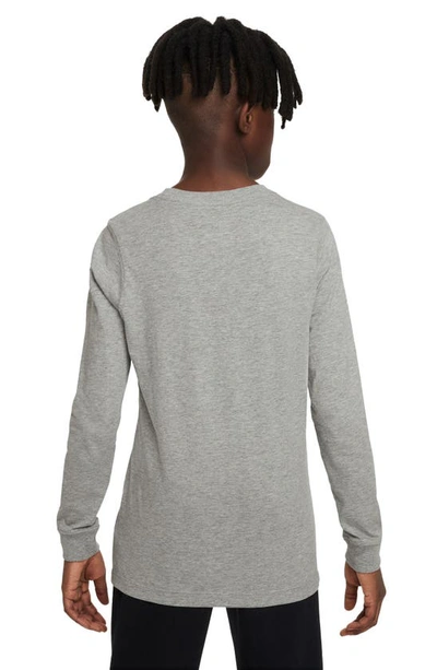 Shop Nike Kids' Sportswear Long Sleeve Graphic T-shirt In Dark Grey Heather