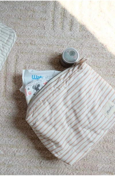 Pehr Water Resistant Coated Organic Cotton Pouch In Stripes Away Rose Pink