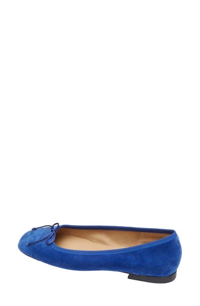 Shop Ann Mashburn Square Toed Flat In Bright Blue Velveteen