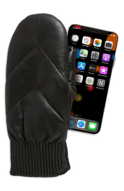 Shop Ur Quilted Leather Puffer Mitten In Black
