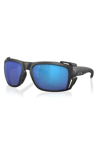 Shop Costa Del Mar King Tide 8 60mm Polarized Rectangular Sunglasses In Blue