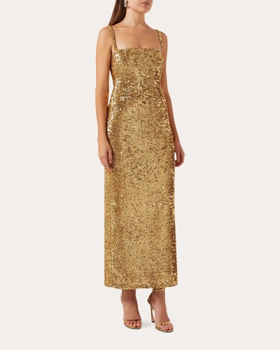 Shop No Pise La Grama Women's Luciernaga Sequin Dress In Gold