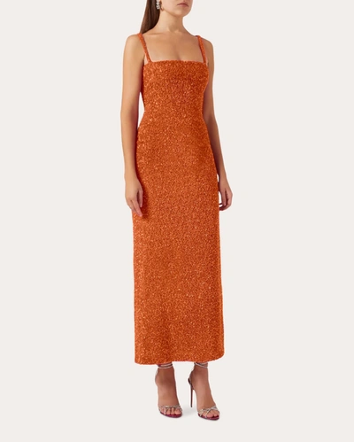 Shop No Pise La Grama Women's Luciernaga Sequin Dress In Orange