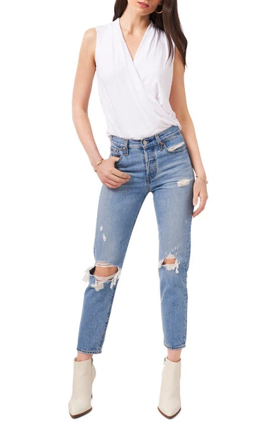 1.state Wrap Front Sleeveless Top In Ultra White