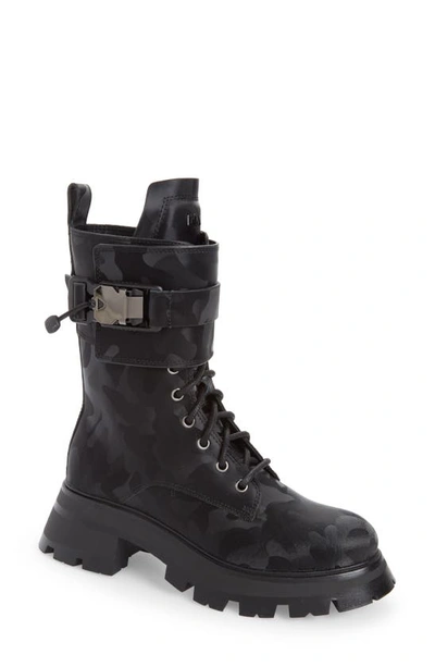 Shop Dkny Sava Combat Boot In Black Camo