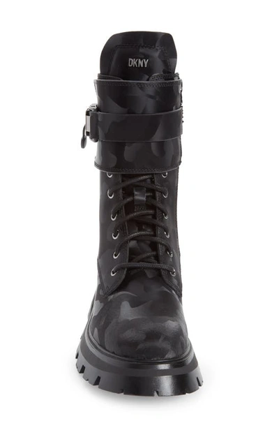 Shop Dkny Sava Combat Boot In Black Camo