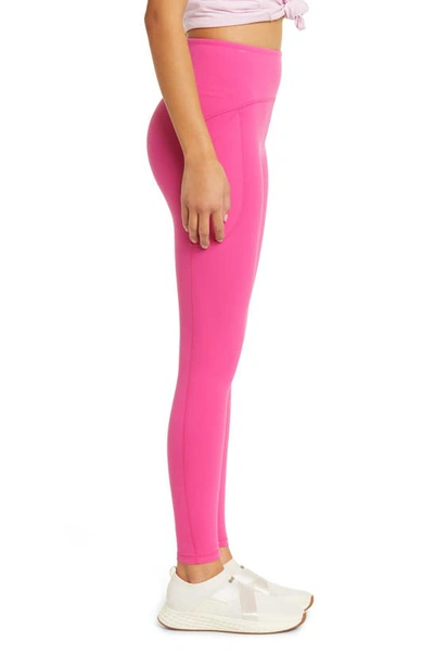 Zella Studio Luxe High Waist Pocket Leggings In Pink Rouge