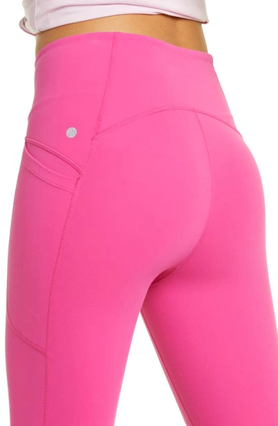 Zella Studio Luxe High Waist Pocket Leggings In Pink Rouge