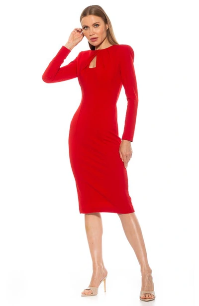 Shop Alexia Admor Kesia Keyhole Long Sleeve Sheath Dress In Red