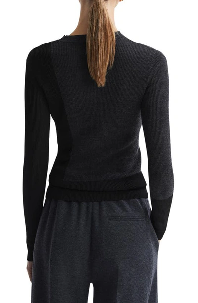 Shop Reiss Jude Crewneck Wool & Silk Sweater In Black Charcoal