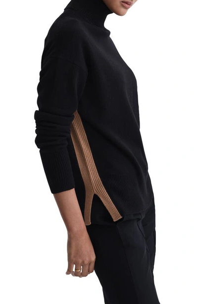 Shop Reiss Alexis Turtleneck Sweater In Black Camel