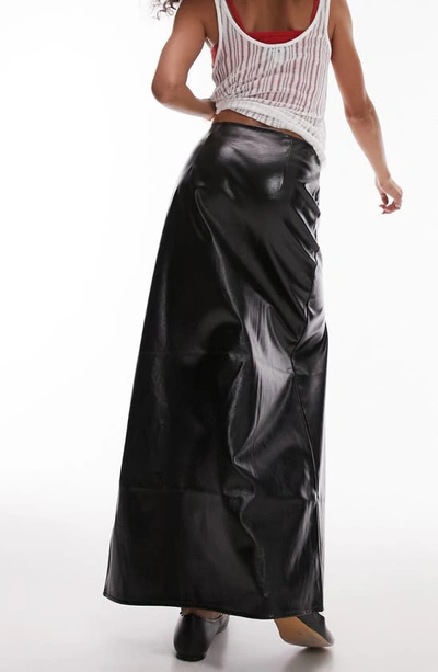 Shop Topshop Double Slit Faux Leather Maxi Skirt In Black