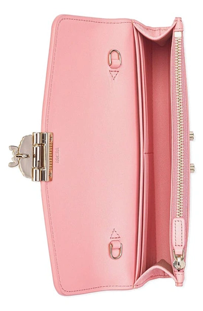 Shop Mcm Large Tracy Visetos Coated Canvas Wallet On A Chain In Bloosom Pink