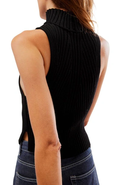 Shop Free People Natasha Rib Sleeveless Turtleneck Sweater In Black