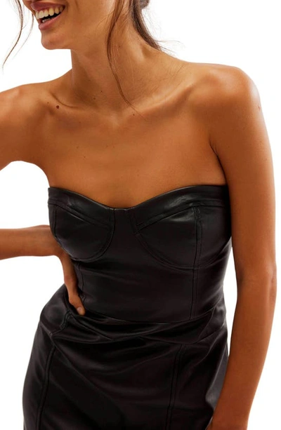 Shop Free People Mira Corset Faux Leather Dress In Black