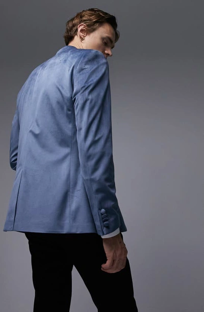 Shop Topman Skinny Velveteen Sport Coat In Mid Blue