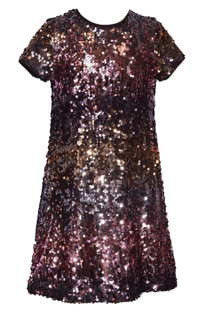 Shop Iris & Ivy Kids' Ombré Sequin T-shirt Dress In Rose Gold
