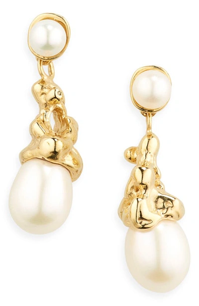 Shop Faris Sophia Cultured Freshwater Pearl Drop Earrings In Gold