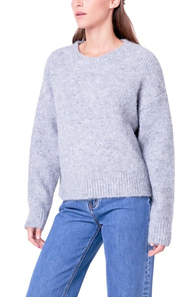 Shop English Factory Rib Crewneck Sweater In Grey