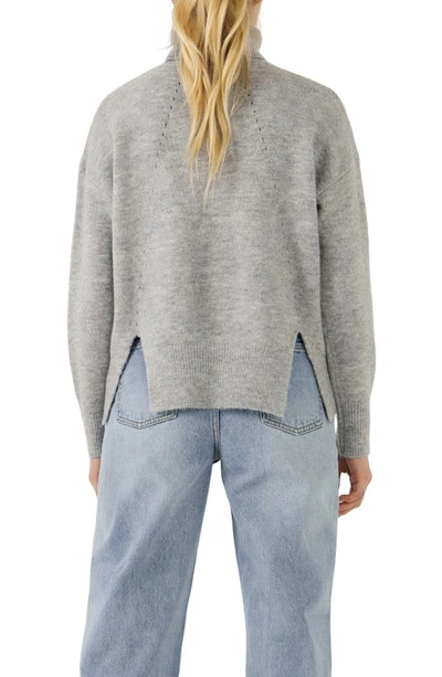 English Factory Notch Hem Turtleneck Sweater In Grey