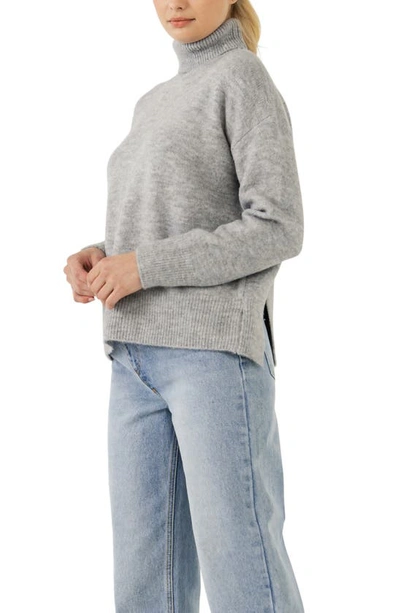 English Factory Notch Hem Turtleneck Sweater In Grey