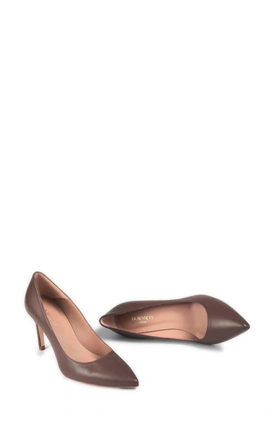 Lk Bennett Floret Pointed-toe Leather Courts In Chocolate