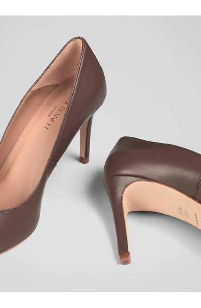 Lk Bennett Floret Pointed-toe Leather Courts In Chocolate