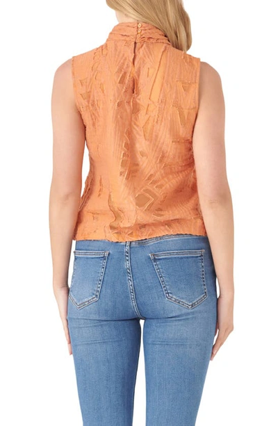 Shop English Factory Destroyed Cotton & Linen Sleeveless Crop Top In Orange