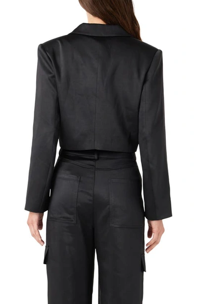 English Factory Crop Satin Blazer In Black