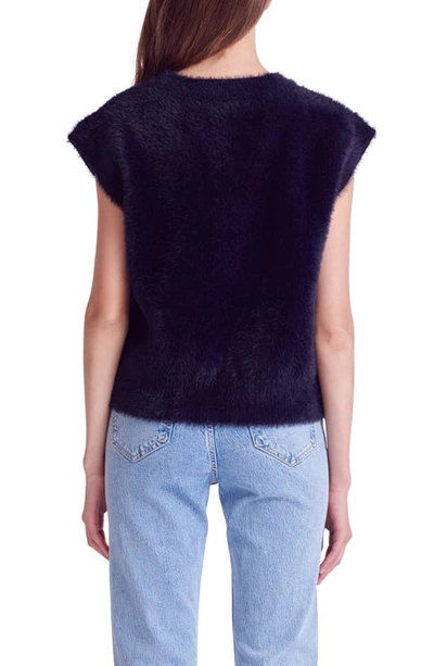 Shop English Factory Plush Short Sleeve Sweater In Navy