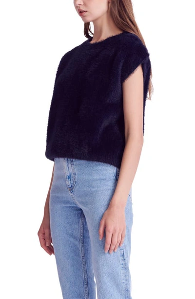 English Factory Plush Short Sleeve Sweater In Navy