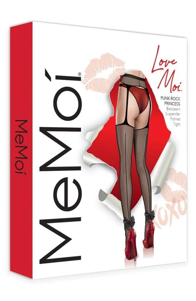 Memoi Punk Rock Princess Back Seam Suspender Tights In Black