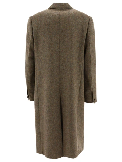 Shop Givenchy Long Oversized Coat In Wool In Green