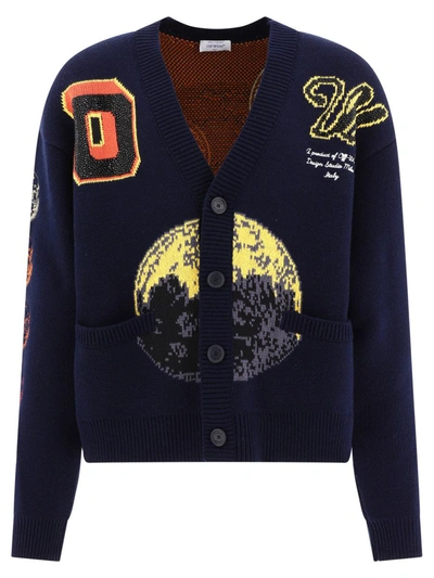 Shop Off-white "moon Phase" Cardigan In Blue